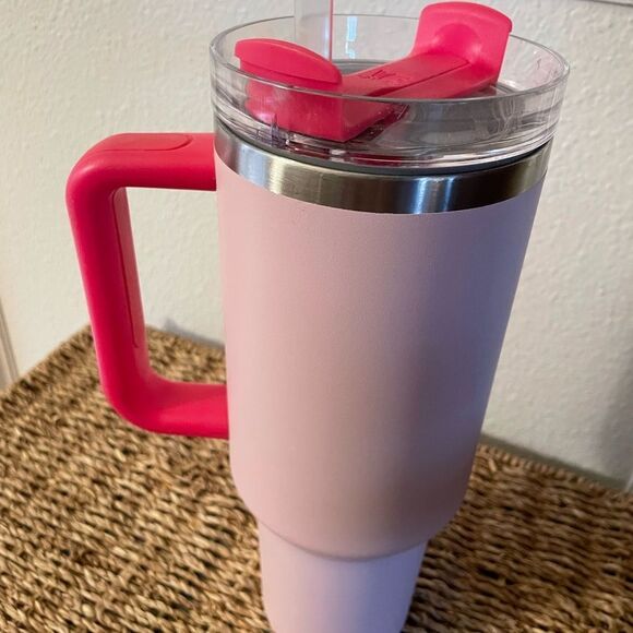 Stanley 40 Ounce Metal Light Pink Dark Pink Tumbler - Picture 6 of 14